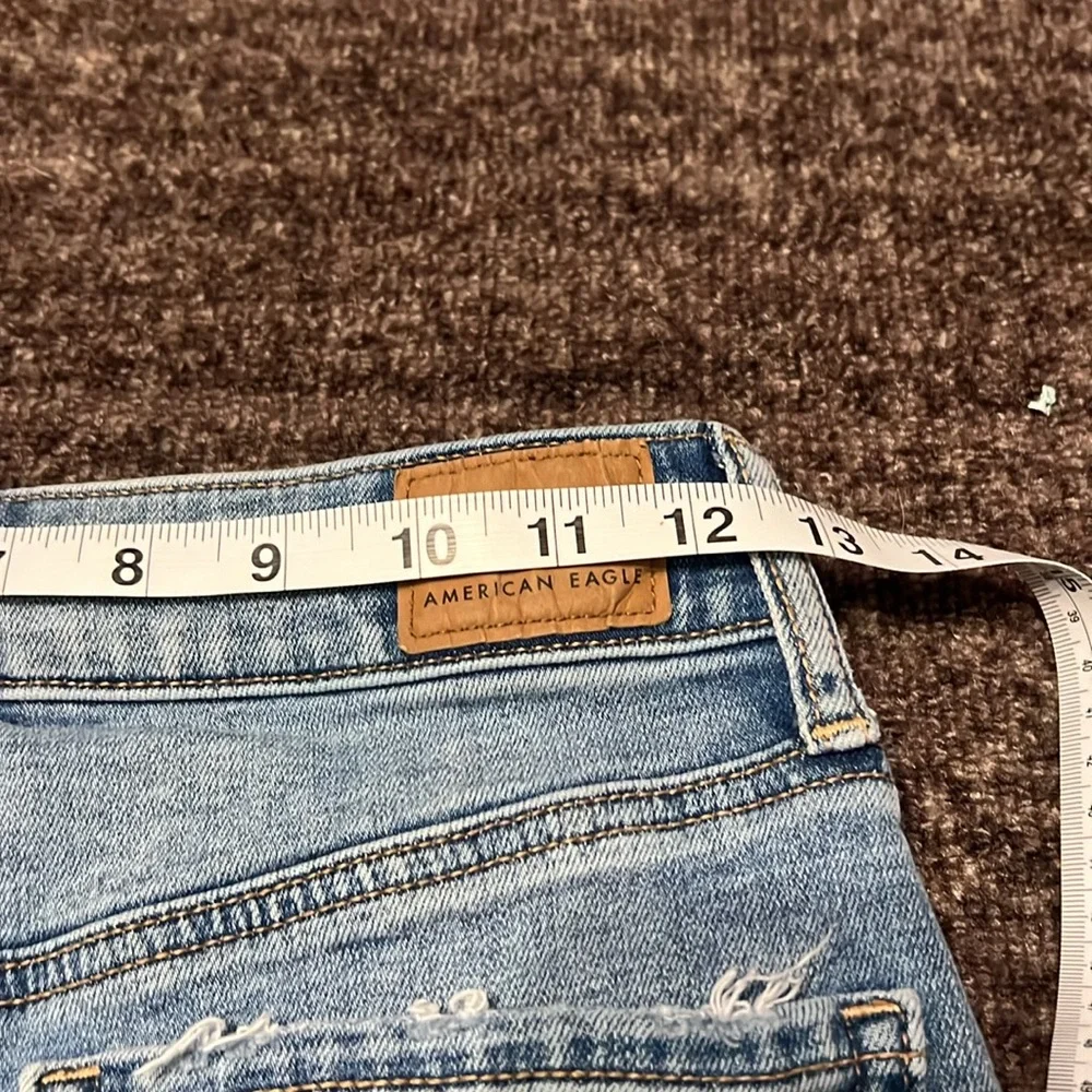 American Eagle Hi Rise Mini distressed Super Stretch size 2 Jean Skirt - Picture 9 of 9